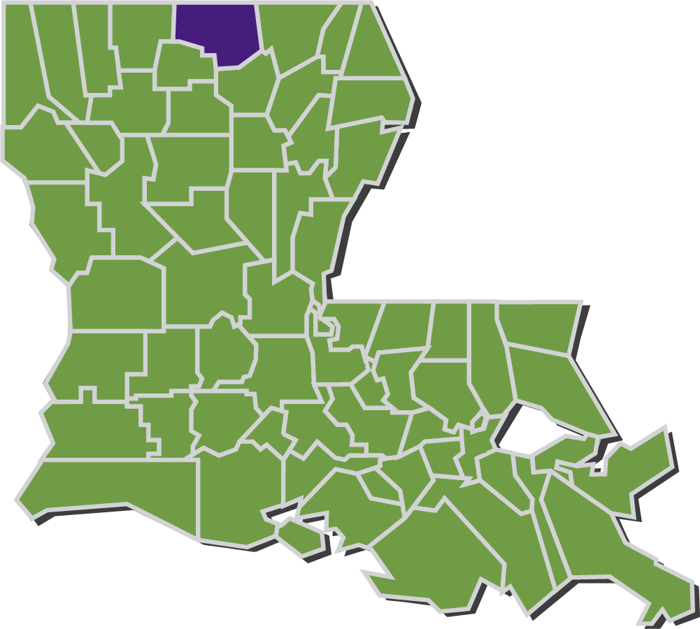 Map of Louisiana parishes with Union parish highlighted in purple.